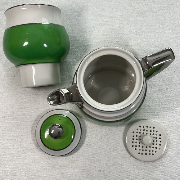 Vintage Double Teapot Made in Japan Art Deco Pottery Tea Coffee Herbs Retro EXC - Picture 12 of 17